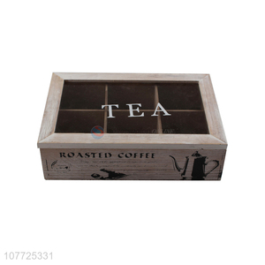 Retro Style Wooden Storage Box For Tea Bags Coffee Packets