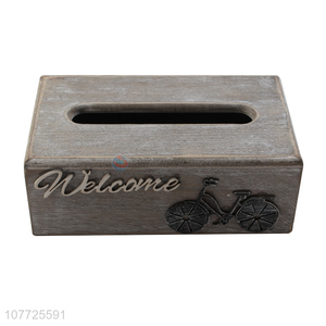 New Arrival Bicycle Pattern Wooden Tissue Paper Box Napkin Holder