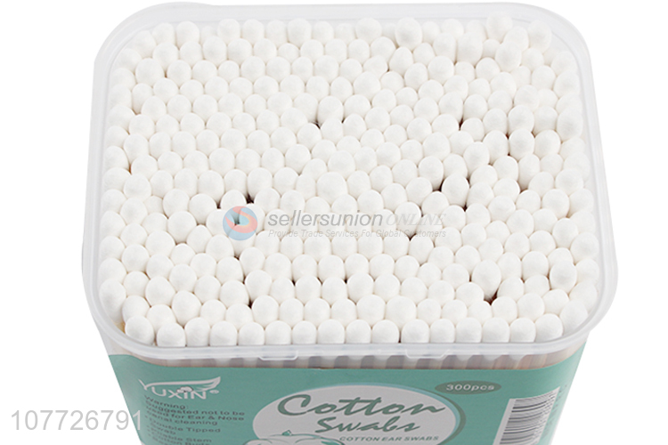 Wholesale boxed 300 bamboo sticks cotton swabs beauty stick clean sanitary cotton swabs