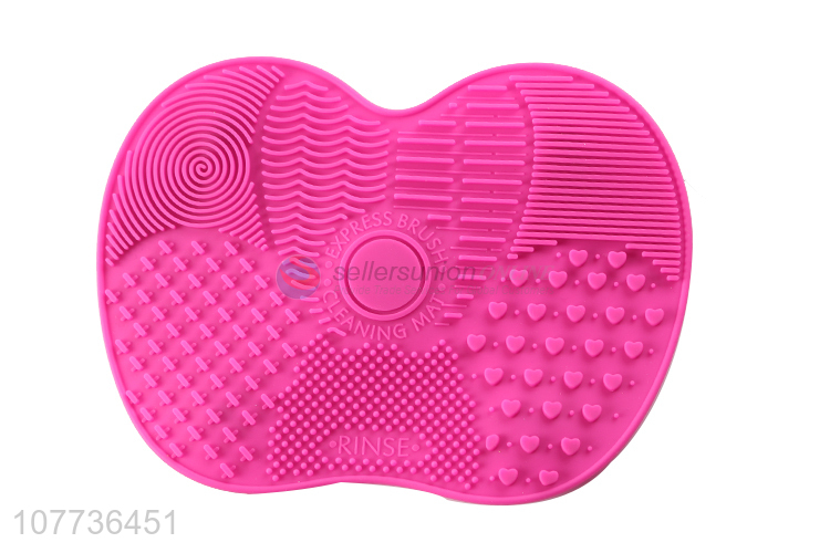 High quality apple shape silicone cosmetic brush cleaning pad soft scrubber board