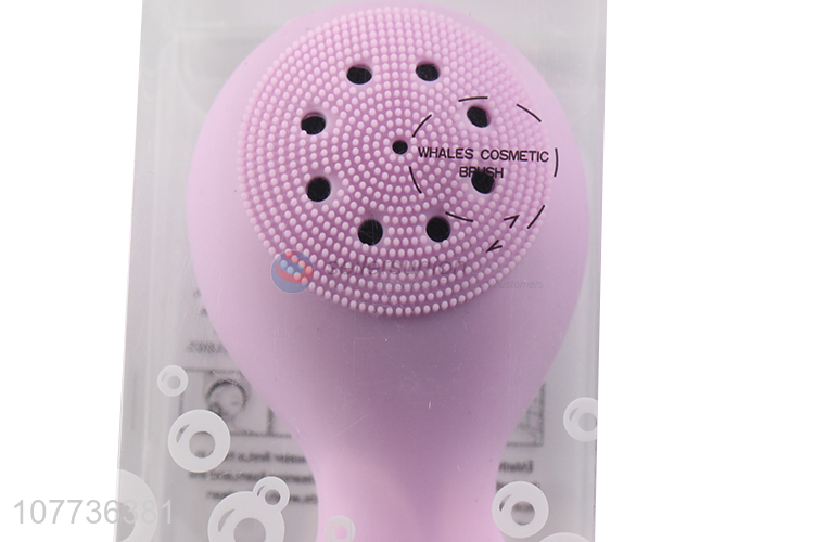 Wholesale cute whale shape double sided silicone cleaning brush for face and hair