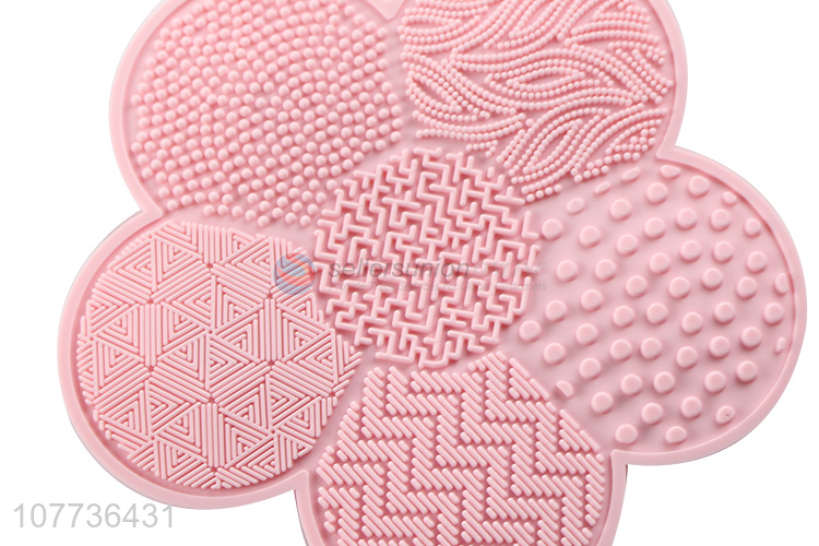 Good sale plum blossom shape silicone cleaning mat cosmetic brush cleaning pad