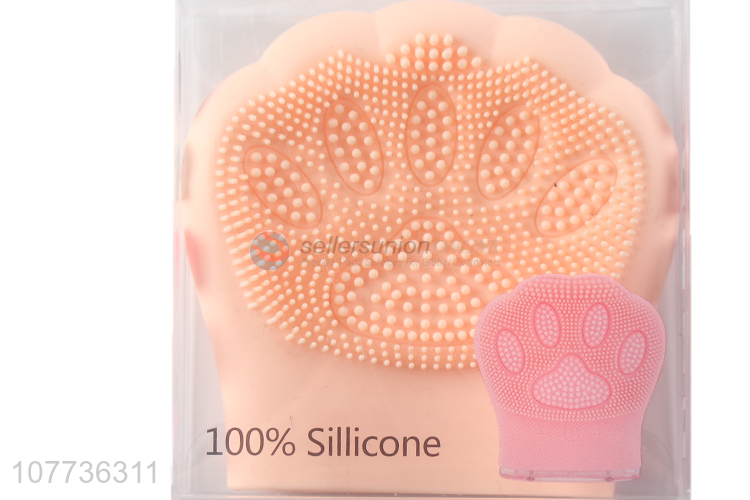 Hot selling cat's paw shape 100% silicone facil brush face cleaning brush