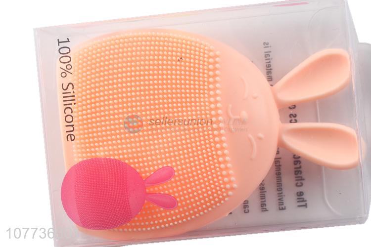 High quality rabbit shape environmental protection silicone face cleaning brush