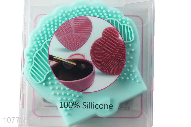 Unique design seashell shape cosmetic brush silicone cleaning mat makeup tool cleaner