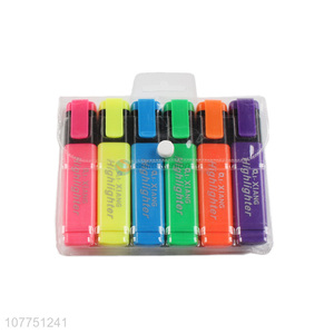 Most popular 6 colors highlighters fluorescent marker pen set