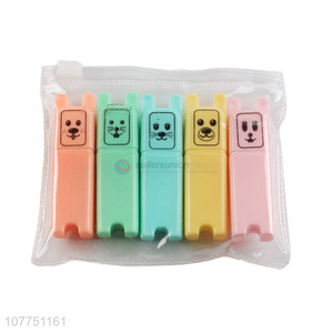 China factory 5 colors highlighters fluorescent marker pen set