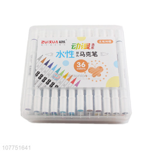 New arrival 36 colors water-based markers dual heads marking pen