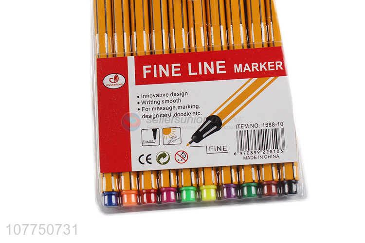 Factory price 10 colors fine line markers permanent fine liner