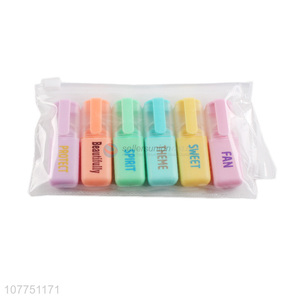 Latest product 6 colors highlighter marker vivid color mini highlighters