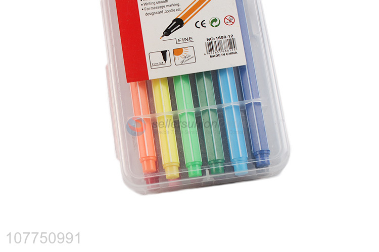 Wholesale non-toxic 12 colors drawing marker pens fine line markers