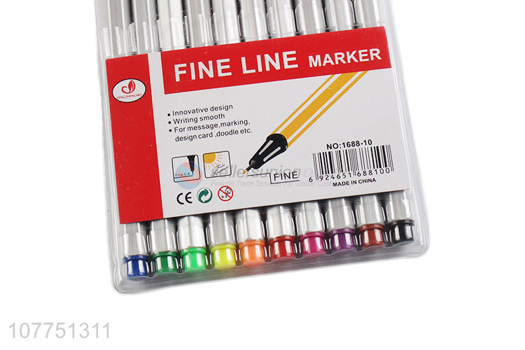 Factory direct sale 10 colors fine line markers permanent fine liner