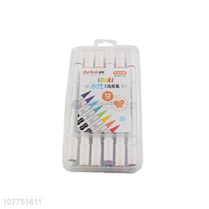 Wholesale 12 colors water-based markers non-toxic dual heads markers