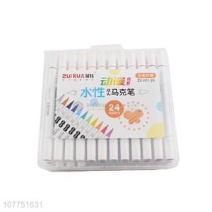 China factory 24 colors water-based markers double-headed marker pens