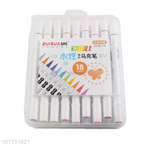 Good quality 18 colors water-based markers multicolor double-ended markers