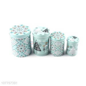 Hot Selling 4 Pieces Elegant Cylindrical Can Tin Can Storage Jar Set