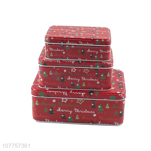 Custom 3 Pieces Colorful Christmas Gift Box Tin Can Set
