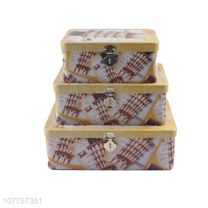 Wholesale 3 Pieces Collectable Tin Box With Lock Storage Box Set