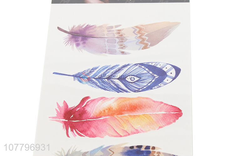 Fashion design waterproof feather temporary tattoo sticker