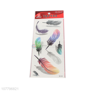 Professional waterproof tattoo sticker with feather pattern