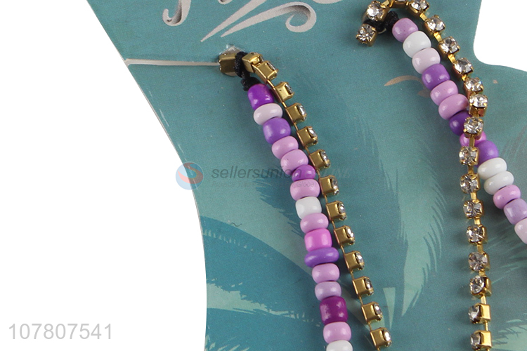 Fashion style purple double layer handmade ladies anklet