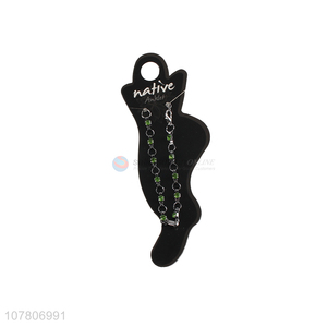 China wholesale all-match green diamond ladies anklet