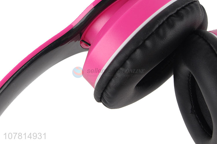 High quality rose red foldable wireless computer game headphone
