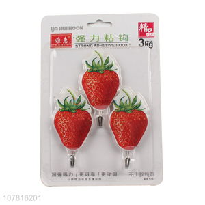 Fashion Strawberry Shape Sticky Hook Strong Adhesive Hook