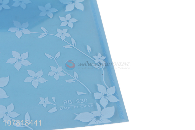 Wholesale blue printed plastic horizontal snap file bag