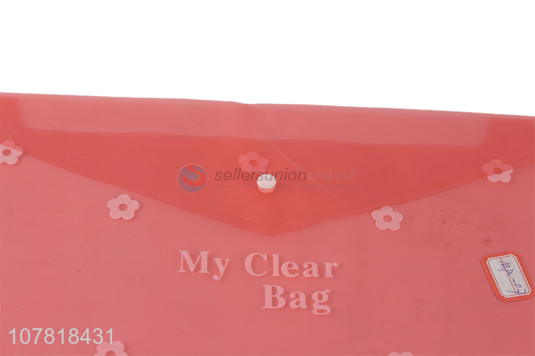 Yiwu wholesale red printing plastic snap file bag
