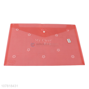 Yiwu wholesale red printing plastic snap file bag
