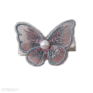 Hot sale beautiful pearl butterfly hairpin for girls
