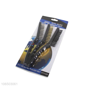Wholesale 3 pieces plastic handle wire brush set wire cleaning brushes