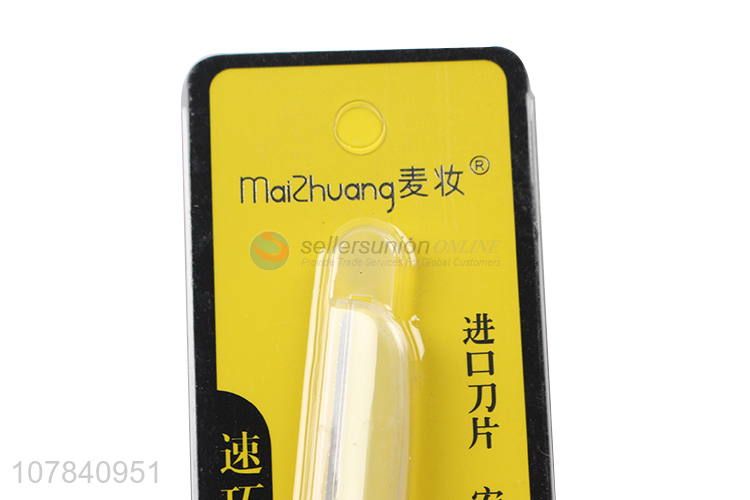 China export yellow plastic eyebrow trimming knife for lady makeup tool