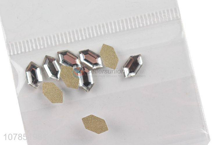 Low price hexagonal crystal glass rhinestones nail art decoration