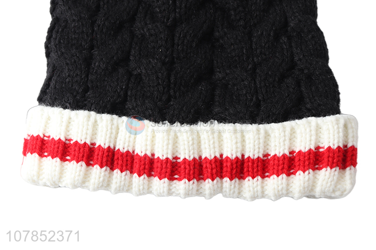 China manufacturer men winter knitted hats fleece lined striped beanies