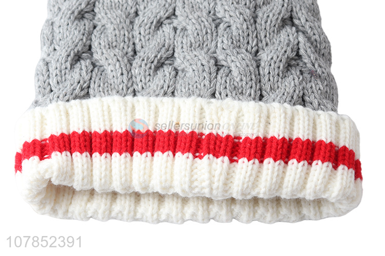 High quality men women knitted beanie cap fleece lined beanie hats