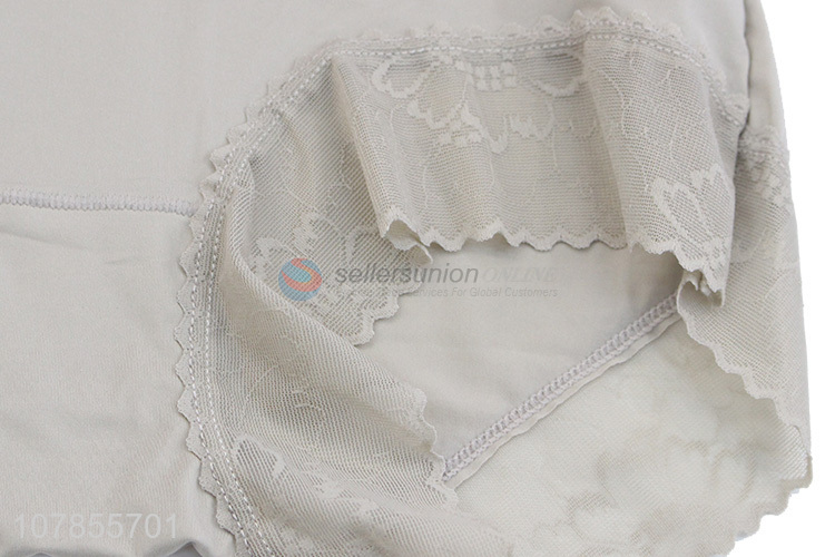 Top quality grey silk lady underwear panties for sale
