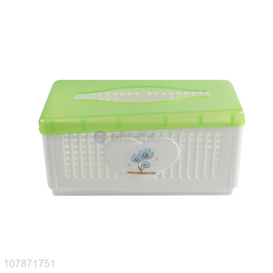 Factory direct sale foldable plastic tissue container tissue box wholesale