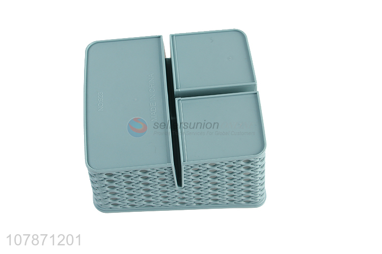 Wholesale 3 compartments tabletop plastic storage box for home and office