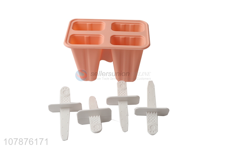 Factory supply 4 group food grade silicone ice pop moulds popsicle molds