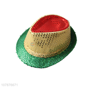 China wholesale colorful sequin panama hat blinking party hat