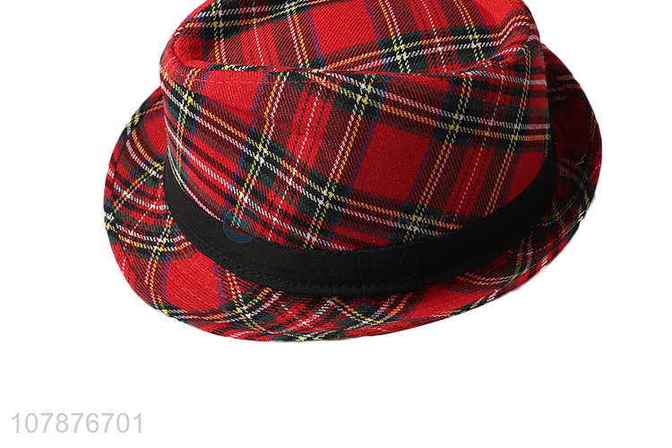 China supplier fashion plaid jazz hat checked sun hat