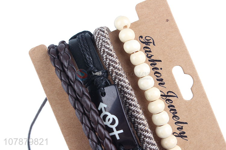 Fashion design cowhide leather hand-woven bracelet for jewelry
