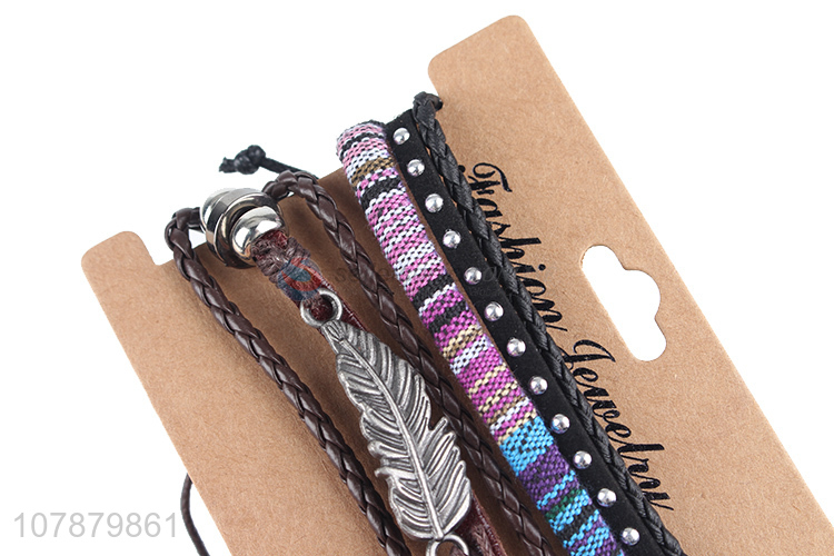 Hot products waterproof cowhide leather handmade jewelry bracelet