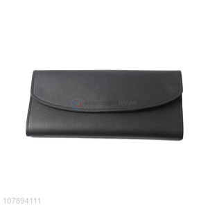 Good price black portable pu leather wallet for men and women
