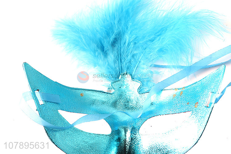 Top products durable blue feather party mask for decoration