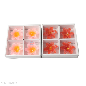 High quality red creative decoration 4PC flower candle set