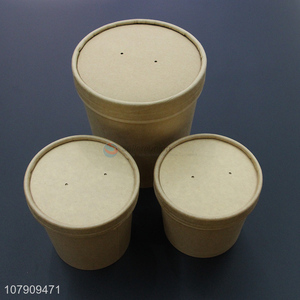 Wholesale kraft paper bowl takeaway packaged soup bucket