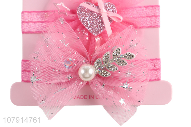 Delicate Design 3 Pieces Glitter Headband Elastic Hair Band For Girls